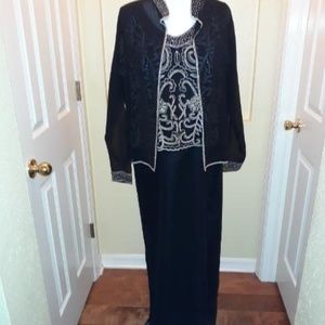 Black beaded evening dress